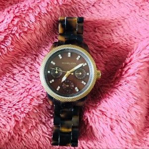 Authentic Michael Kors Tortoise Shell Gold Watch